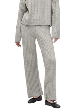 GAP NWT Cashsoft Cable Knit Pants Size Small in Light Heather Gray